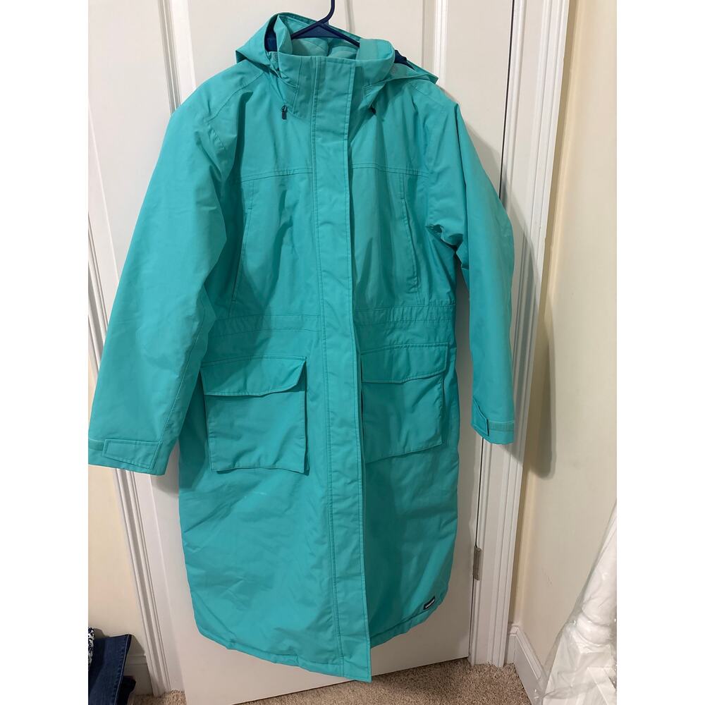 Lands End Sz 18 XL long seafoam teal winter long parka coat euc